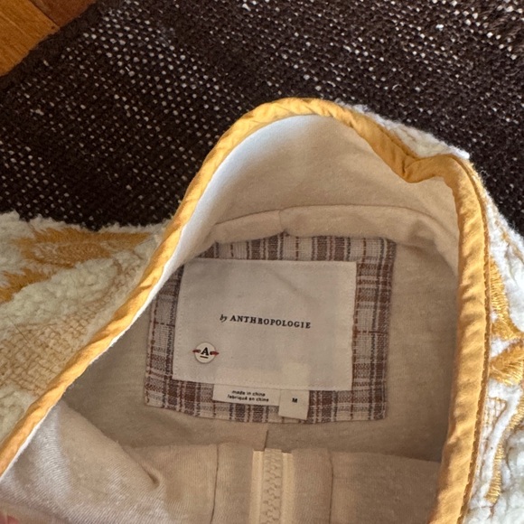 Anthropologie Cream and Yellow Floral Teddy Jacket - Picture 2 of 5